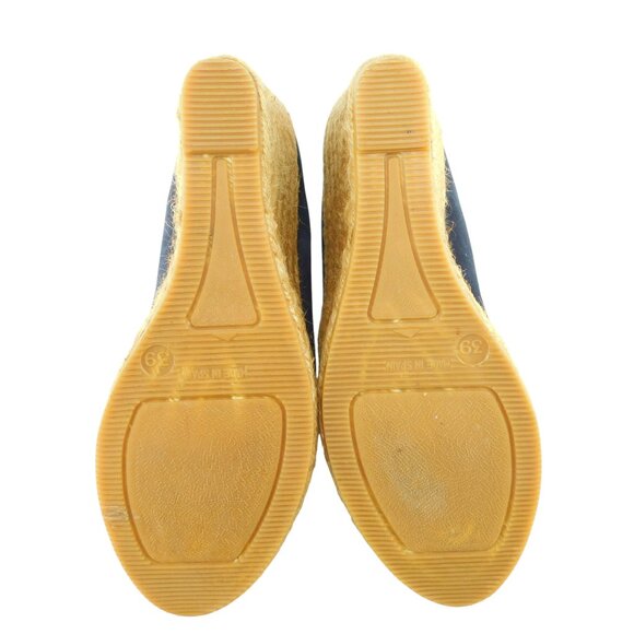New Viscata Barcelona Deep Blue Suede Leather Espadrille Wedge Pumps 39 - Picture 6 of 7